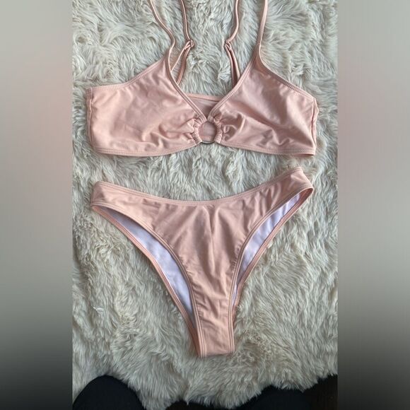 Pastel Peach Brazilian Bikini Top Bottom Large - Picture 5 of 8